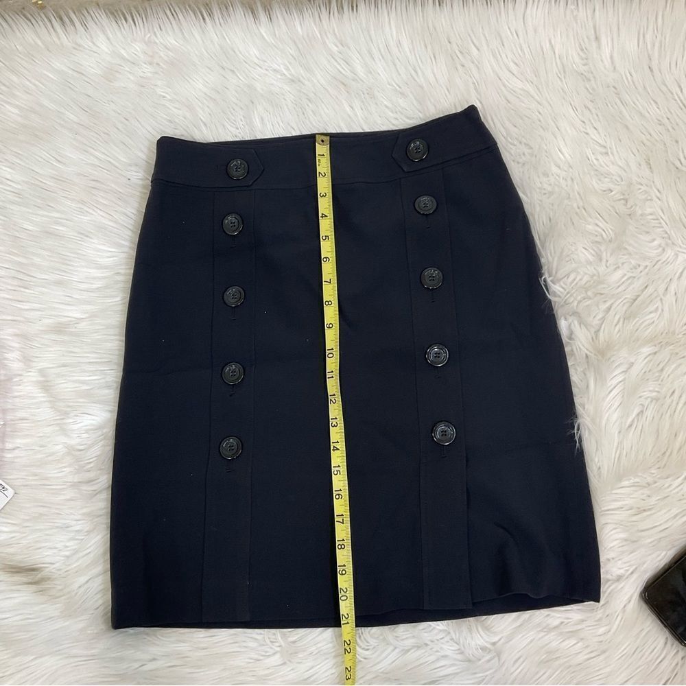 ANN TAYLOR navy lined buttons decor skirt 6 - Picture 9 of 9